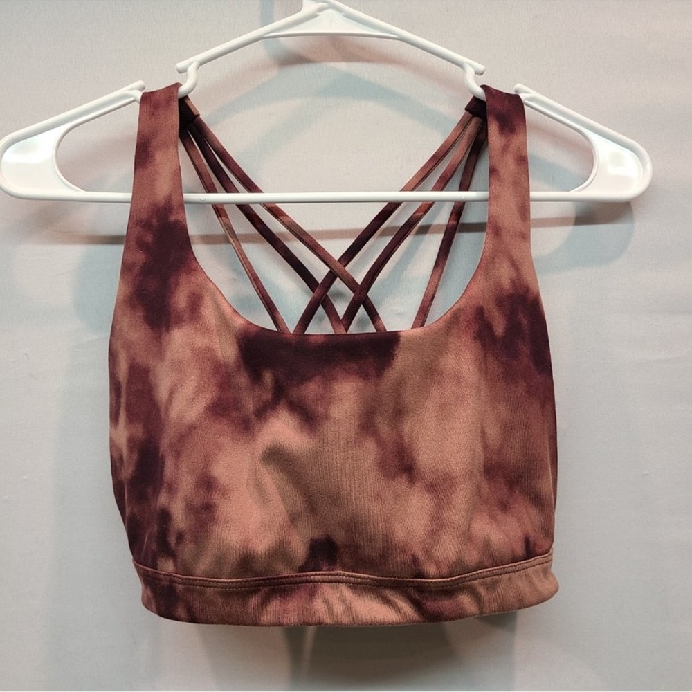 Victorias Secret Sport/Yoga Bra Strappy Maroon Tie Dye Large